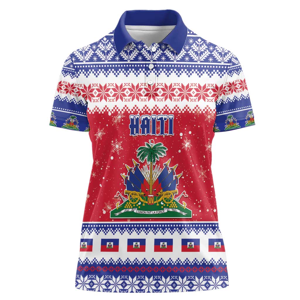 Haiti Christmas Women Polo Shirt Coat Of Arms Jwaye Nwel - Wonder Print Shop