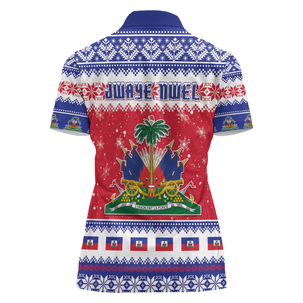 Haiti Christmas Women Polo Shirt Coat Of Arms Jwaye Nwel - Wonder Print Shop