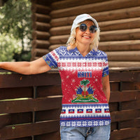 Haiti Christmas Women Polo Shirt Coat Of Arms Jwaye Nwel - Wonder Print Shop