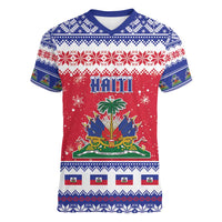 Haiti Christmas Women V-Neck T-Shirt Coat Of Arms Jwaye Nwel - Wonder Print Shop