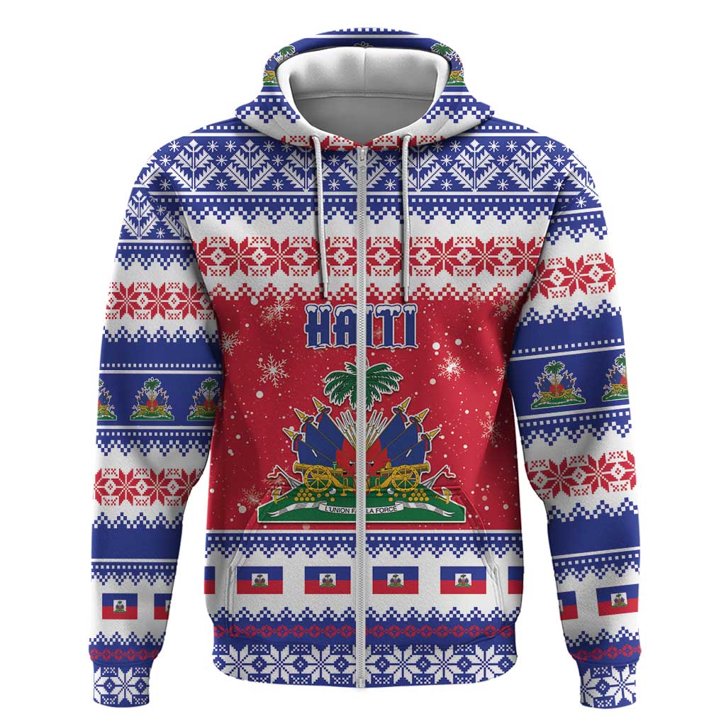 Haiti Christmas Zip Hoodie Coat Of Arms Jwaye Nwel - Wonder Print Shop