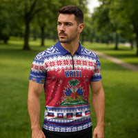 Haiti Christmas Zipper Polo Shirt Coat Of Arms Jwaye Nwel - Wonder Print Shop