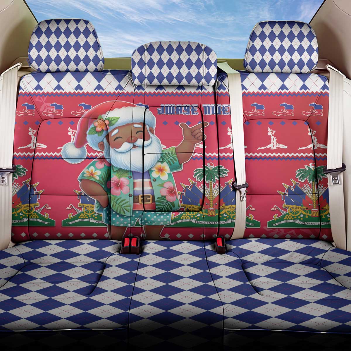 Haiti Christmas Back Car Seat Cover Haitian Santa Jwaye Nwel - Wonder Print Shop
