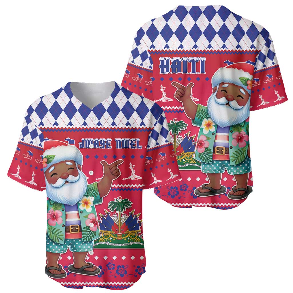 Haiti Christmas Baseball Jersey Haitian Santa Jwaye Nwel - Wonder Print Shop