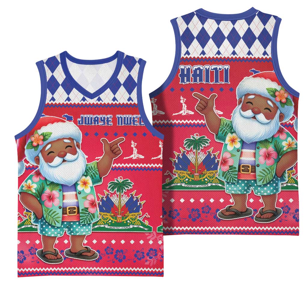 Haiti Christmas Basketball Jersey Haitian Santa Jwaye Nwel - Wonder Print Shop