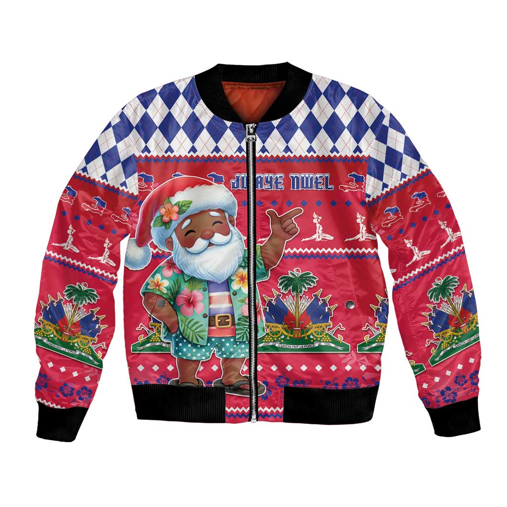 Haiti Christmas Bomber Jacket Haitian Santa Jwaye Nwel - Wonder Print Shop