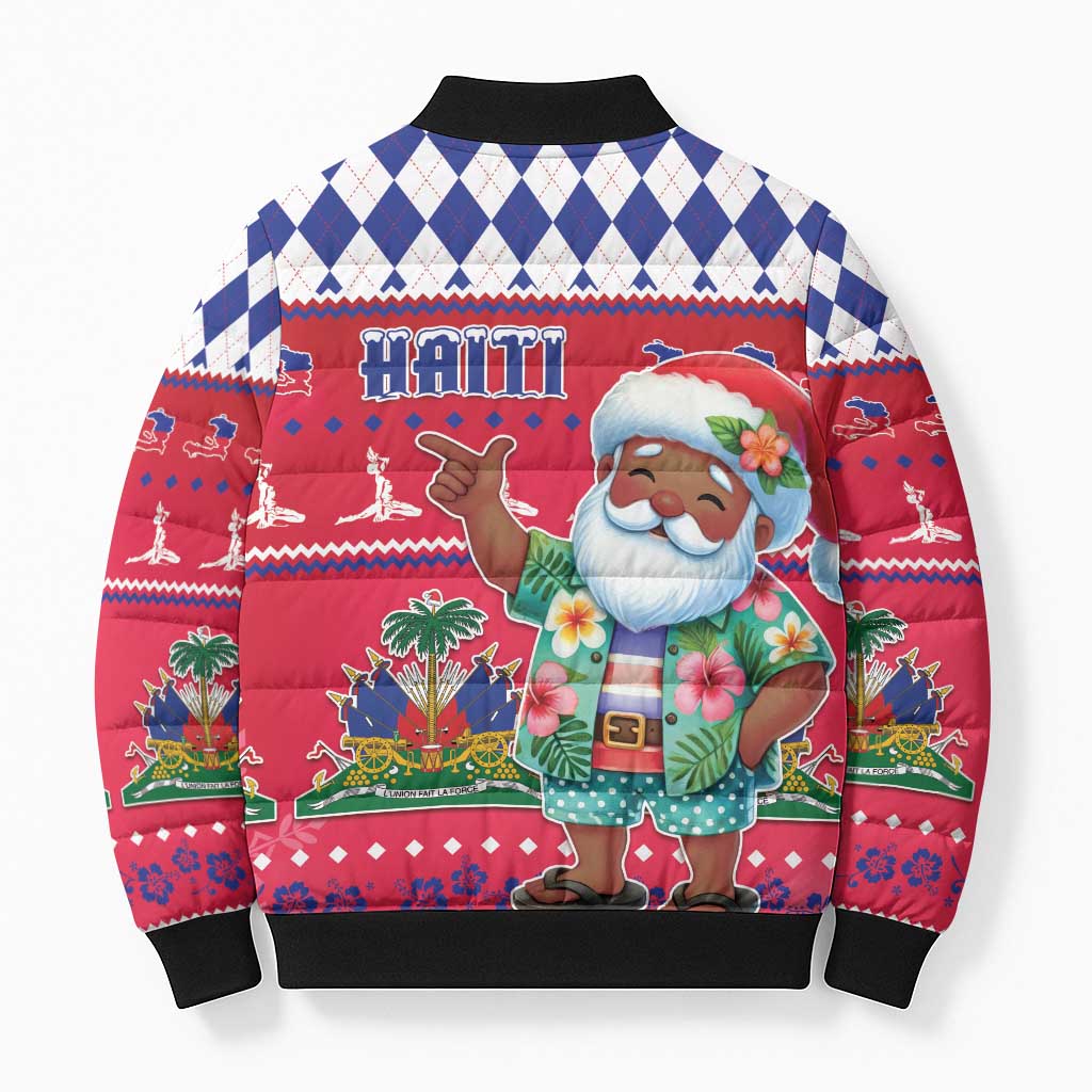 Haiti Christmas Bomber Puffer Jacket Haitian Santa Jwaye Nwel - Wonder Print Shop