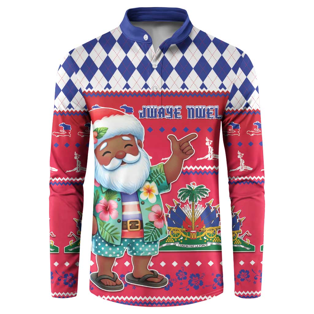 Haiti Christmas Button Sweatshirt Haitian Santa Jwaye Nwel - Wonder Print Shop