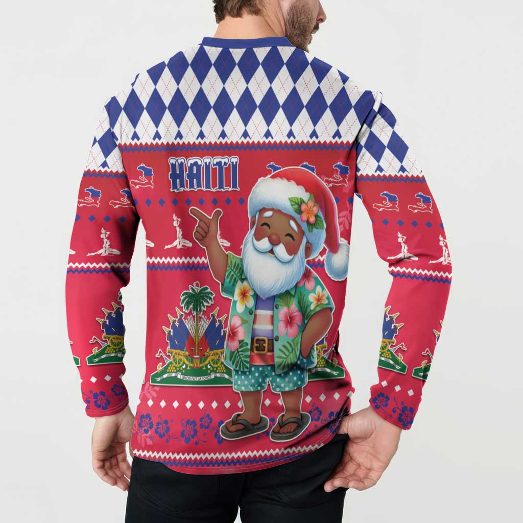 Haiti Christmas Button Sweatshirt Haitian Santa Jwaye Nwel - Wonder Print Shop