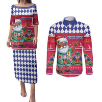 Haiti Christmas Couples Matching Puletasi and Long Sleeve Button Shirt Haitian Santa Jwaye Nwel - Wonder Print Shop