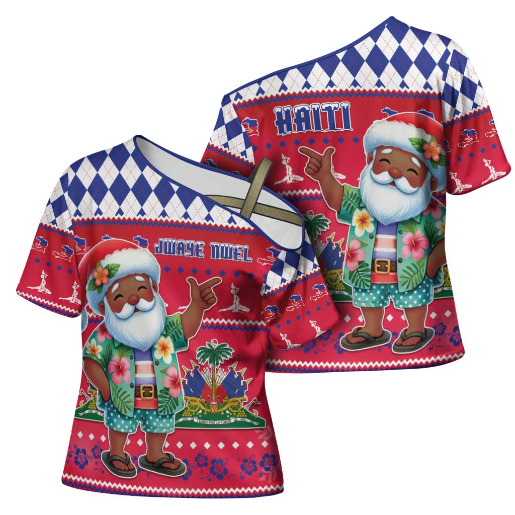 Haiti Christmas Cross Shoulder Shirt Haitian Santa Jwaye Nwel - Wonder Print Shop