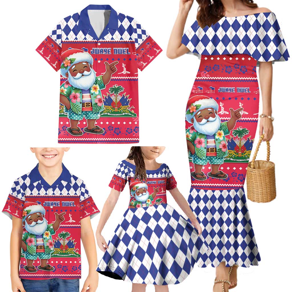 Haiti Christmas Family Matching Mermaid Dress and Hawaiian Shirt Haitian Santa Jwaye Nwel - Wonder Print Shop
