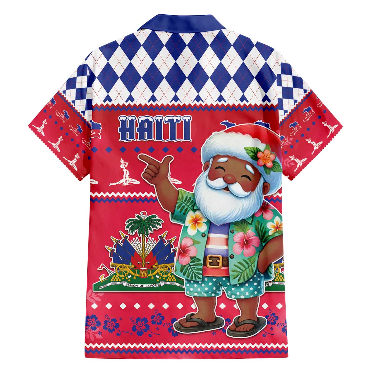 Haiti Christmas Family Matching Off The Shoulder Long Sleeve Dress and Hawaiian Shirt Haitian Santa Jwaye Nwel - Wonder Print Shop