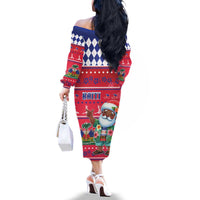 Haiti Christmas Family Matching Off The Shoulder Long Sleeve Dress and Hawaiian Shirt Haitian Santa Jwaye Nwel - Wonder Print Shop