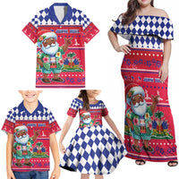 Haiti Christmas Family Matching Off Shoulder Maxi Dress and Hawaiian Shirt Haitian Santa Jwaye Nwel - Wonder Print Shop