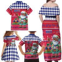 Haiti Christmas Family Matching Off Shoulder Maxi Dress and Hawaiian Shirt Haitian Santa Jwaye Nwel - Wonder Print Shop