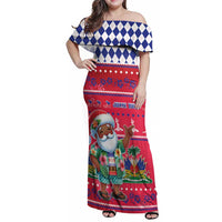 Haiti Christmas Family Matching Off Shoulder Maxi Dress and Hawaiian Shirt Haitian Santa Jwaye Nwel - Wonder Print Shop