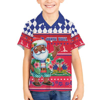 Haiti Christmas Family Matching Off Shoulder Maxi Dress and Hawaiian Shirt Haitian Santa Jwaye Nwel - Wonder Print Shop