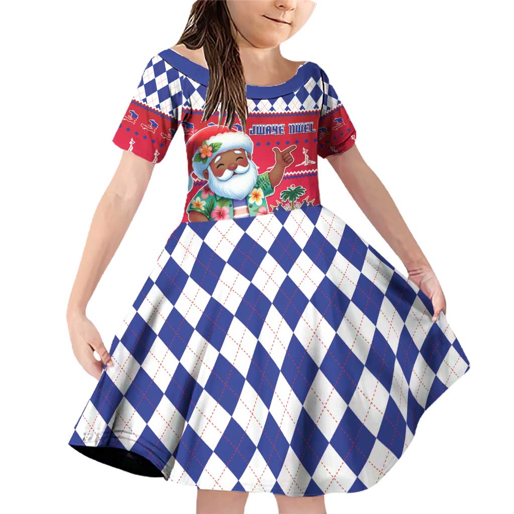 Haiti Christmas Family Matching Off Shoulder Short Dress and Hawaiian Shirt Haitian Santa Jwaye Nwel - Wonder Print Shop