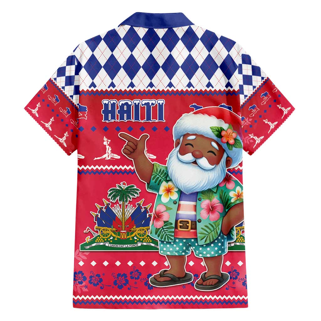 Haiti Christmas Family Matching Off Shoulder Short Dress and Hawaiian Shirt Haitian Santa Jwaye Nwel - Wonder Print Shop