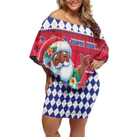 Haiti Christmas Family Matching Off Shoulder Short Dress and Hawaiian Shirt Haitian Santa Jwaye Nwel - Wonder Print Shop