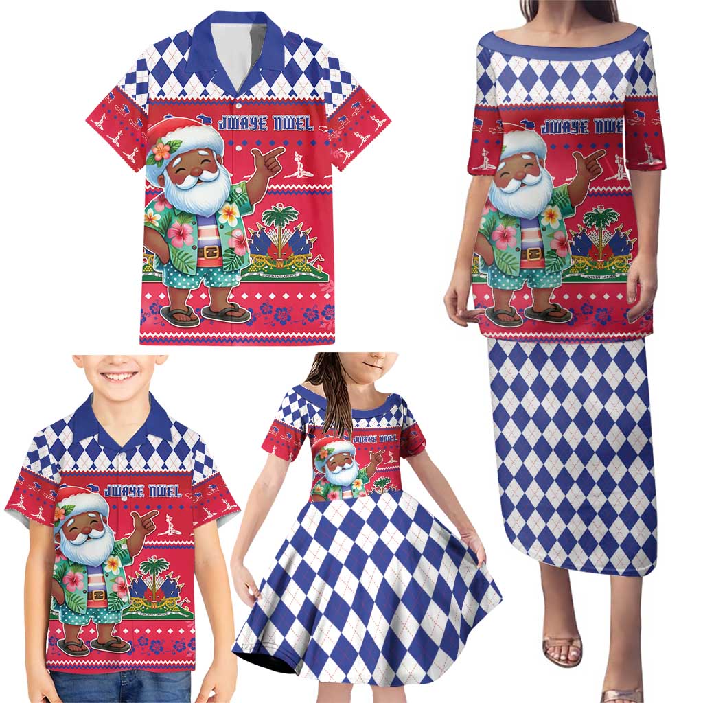 Haiti Christmas Family Matching Puletasi and Hawaiian Shirt Haitian Santa Jwaye Nwel - Wonder Print Shop