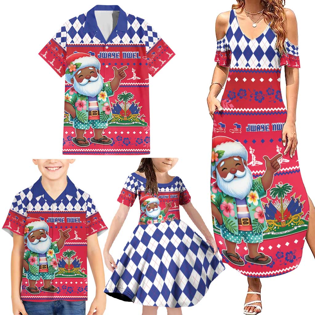 Haiti Christmas Family Matching Summer Maxi Dress and Hawaiian Shirt Haitian Santa Jwaye Nwel - Wonder Print Shop