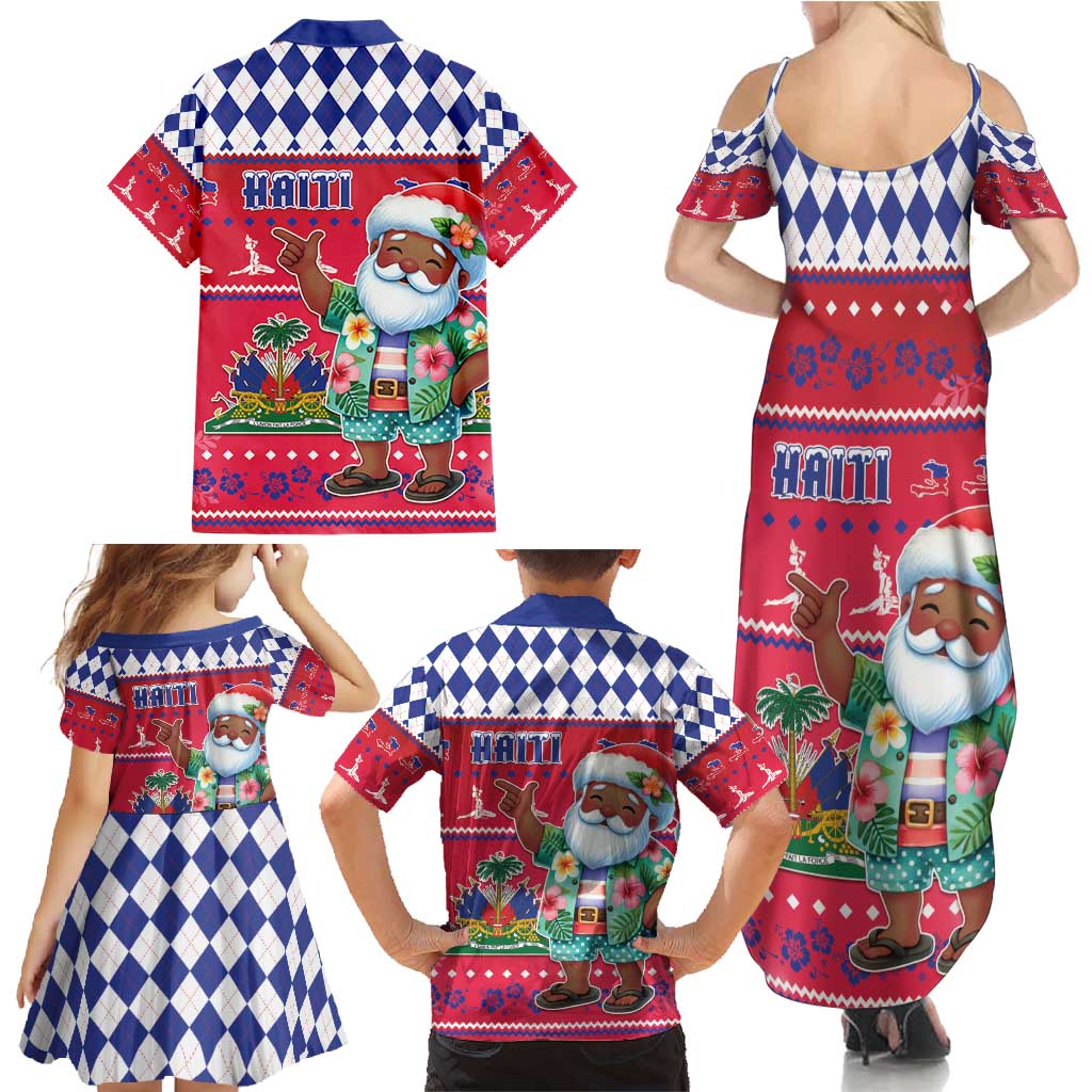 Haiti Christmas Family Matching Summer Maxi Dress and Hawaiian Shirt Haitian Santa Jwaye Nwel - Wonder Print Shop