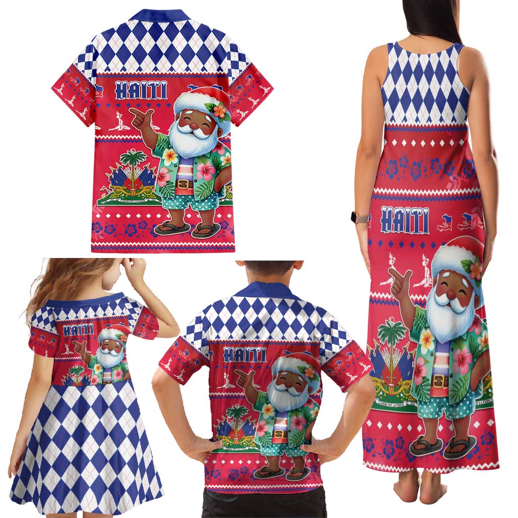 Haiti Christmas Family Matching Tank Maxi Dress and Hawaiian Shirt Haitian Santa Jwaye Nwel - Wonder Print Shop
