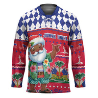 Haiti Christmas Hockey Jersey Haitian Santa Jwaye Nwel - Wonder Print Shop