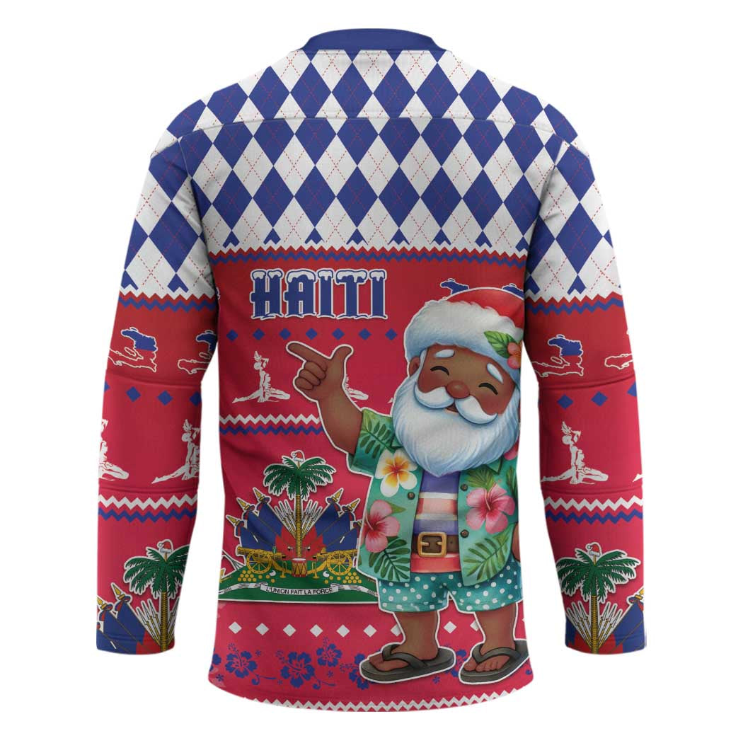 Haiti Christmas Hockey Jersey Haitian Santa Jwaye Nwel - Wonder Print Shop