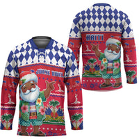 Haiti Christmas Hockey Jersey Haitian Santa Jwaye Nwel - Wonder Print Shop