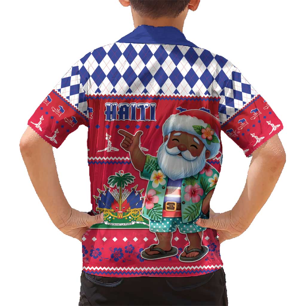 Haiti Christmas Kid Hawaiian Shirt Haitian Santa Jwaye Nwel - Wonder Print Shop