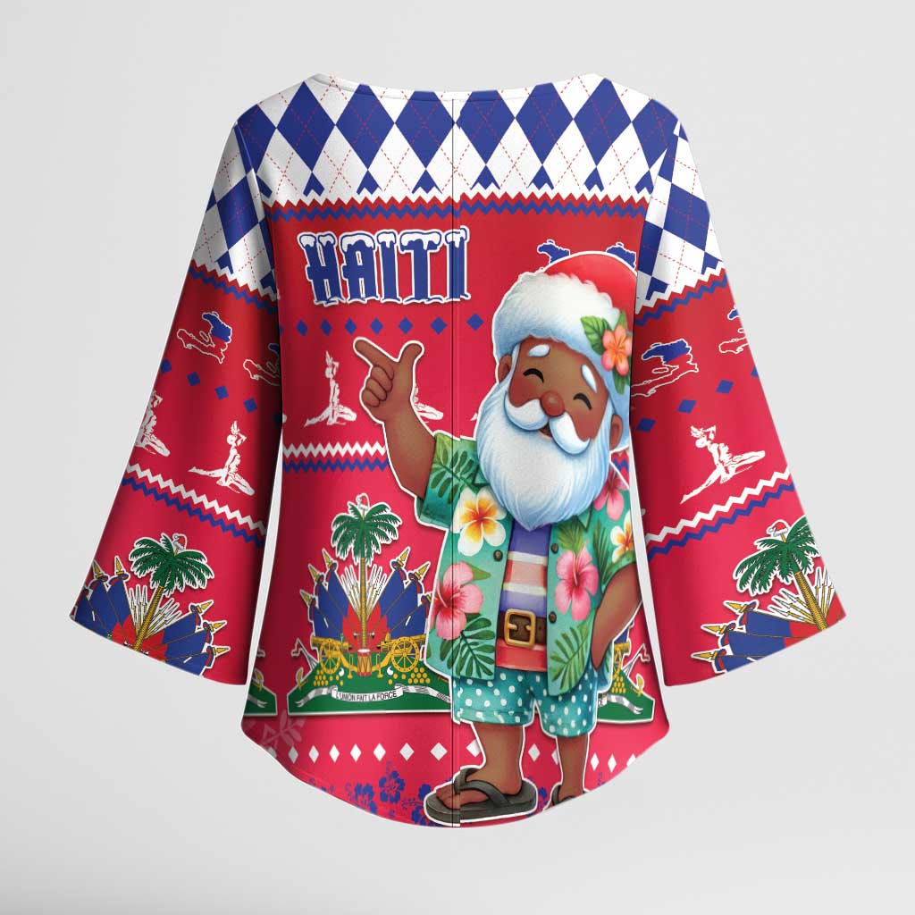 Haiti Christmas Kimono Sleeve Blouse Haitian Santa Jwaye Nwel - Wonder Print Shop