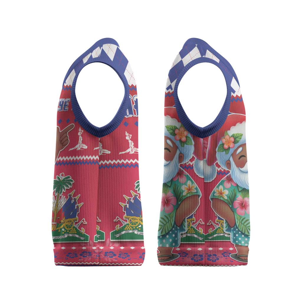 Haiti Christmas Knitted V-Neck Vest Haitian Santa Jwaye Nwel - Wonder Print Shop