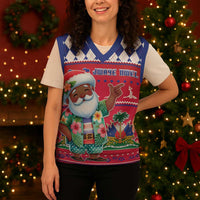 Haiti Christmas Knitted V-Neck Vest Haitian Santa Jwaye Nwel - Wonder Print Shop