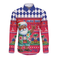 Haiti Christmas Long Sleeve Button Shirt Haitian Santa Jwaye Nwel - Wonder Print Shop