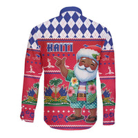 Haiti Christmas Long Sleeve Button Shirt Haitian Santa Jwaye Nwel - Wonder Print Shop