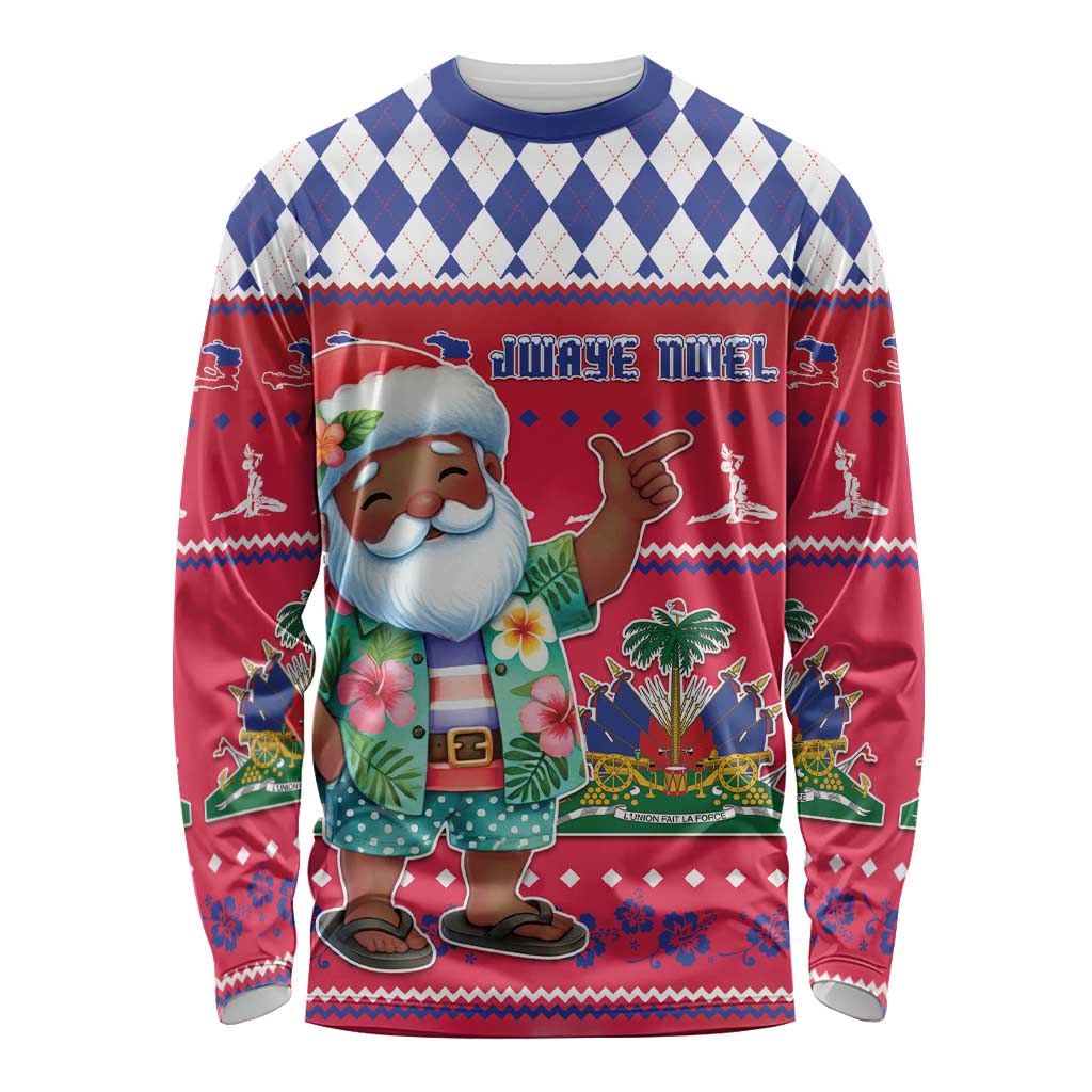 Haiti Christmas Long Sleeve Shirt Haitian Santa Jwaye Nwel - Wonder Print Shop