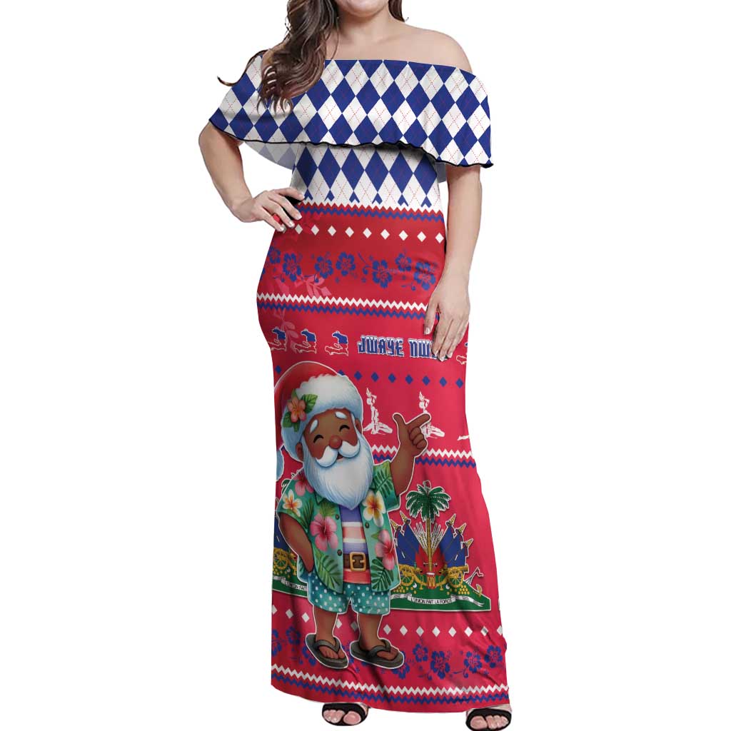 Haiti Christmas Off Shoulder Maxi Dress Haitian Santa Jwaye Nwel - Wonder Print Shop