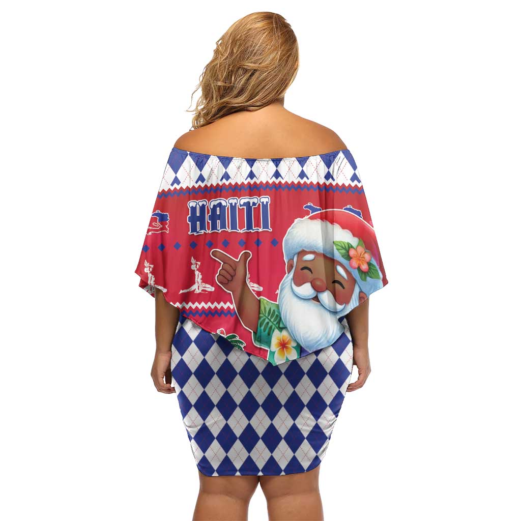 Haiti Christmas Off Shoulder Short Dress Haitian Santa Jwaye Nwel - Wonder Print Shop