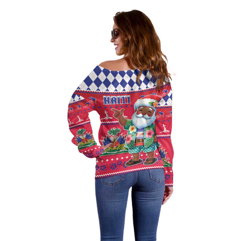 Haiti Christmas Off Shoulder Sweater Haitian Santa Jwaye Nwel - Wonder Print Shop