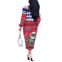 Haiti Christmas Off The Shoulder Long Sleeve Dress Haitian Santa Jwaye Nwel - Wonder Print Shop