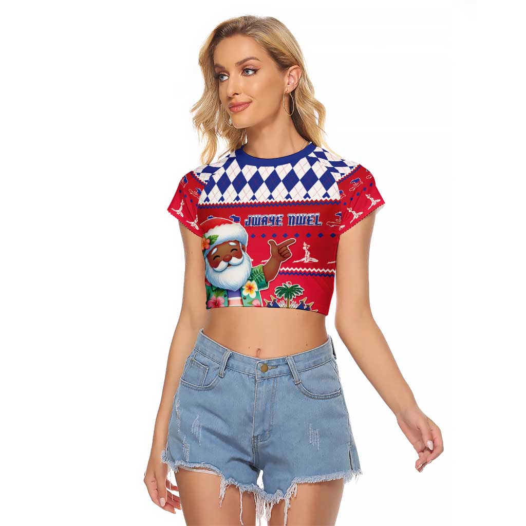 Haiti Christmas Raglan Cropped T Shirt Haitian Santa Jwaye Nwel - Wonder Print Shop