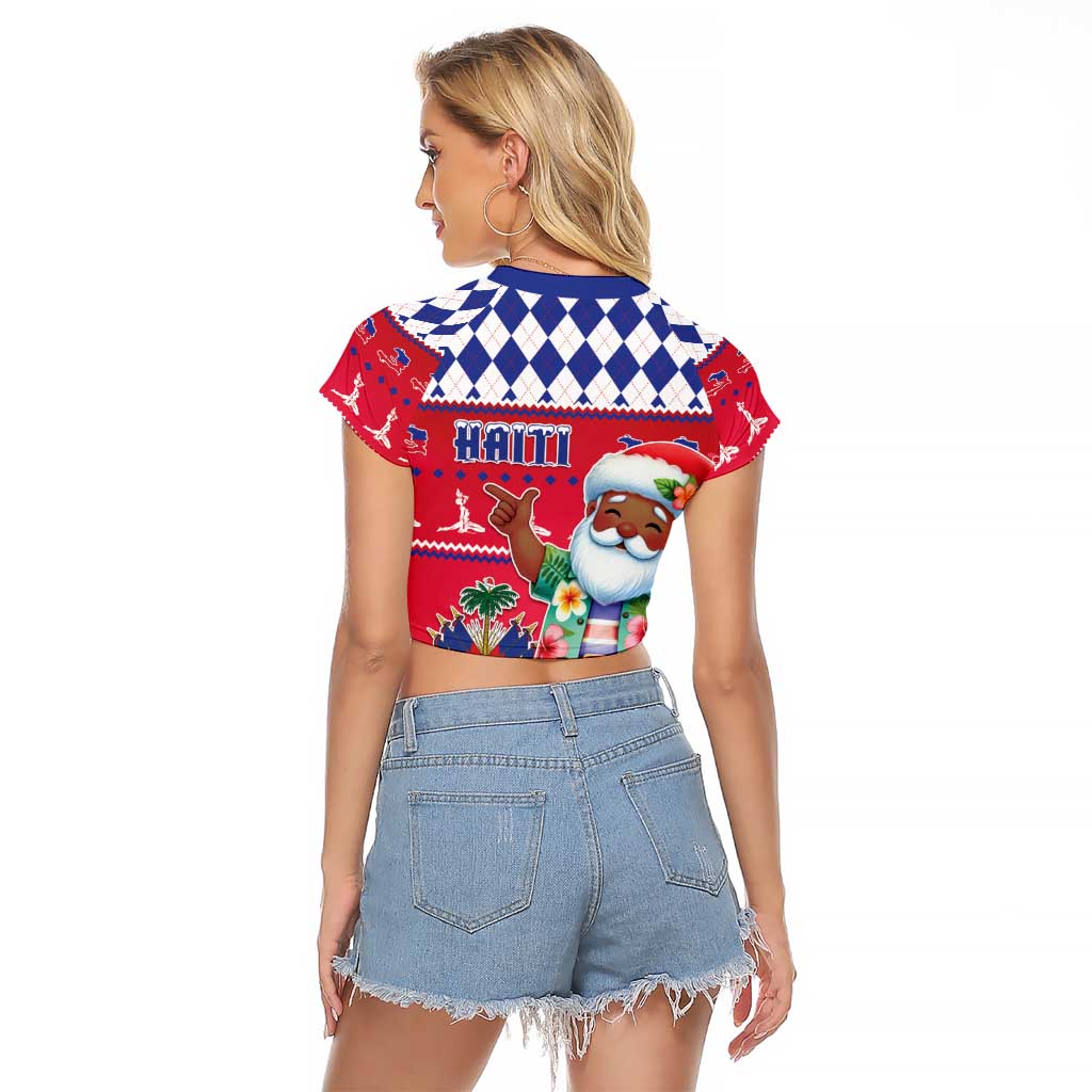 Haiti Christmas Raglan Cropped T Shirt Haitian Santa Jwaye Nwel - Wonder Print Shop