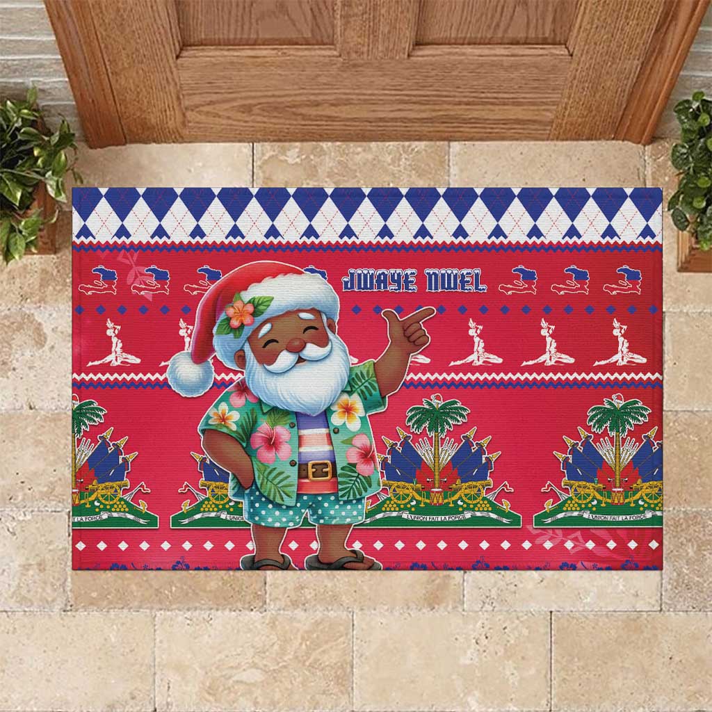 Haiti Christmas Rubber Doormat Haitian Santa Jwaye Nwel - Wonder Print Shop