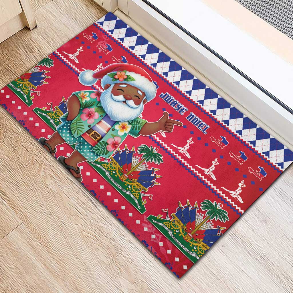 Haiti Christmas Rubber Doormat Haitian Santa Jwaye Nwel - Wonder Print Shop