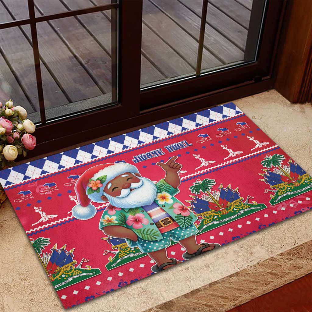 Haiti Christmas Rubber Doormat Haitian Santa Jwaye Nwel - Wonder Print Shop