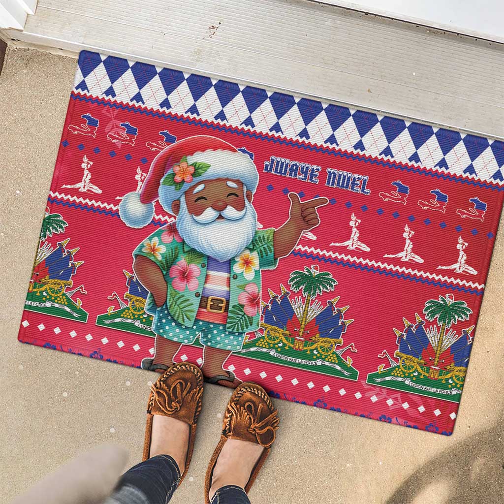 Haiti Christmas Rubber Doormat Haitian Santa Jwaye Nwel - Wonder Print Shop