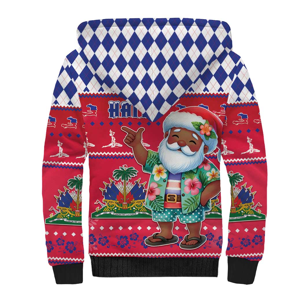 Haiti Christmas Sherpa Hoodie Haitian Santa Jwaye Nwel - Wonder Print Shop